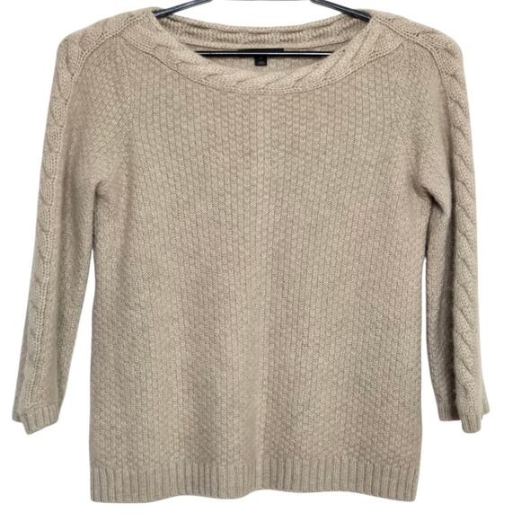 Classiques Entier 100% Cashmere Sweater Size Medium Brown Pullover 3/4 Sleeve - Picture 1 of 6
